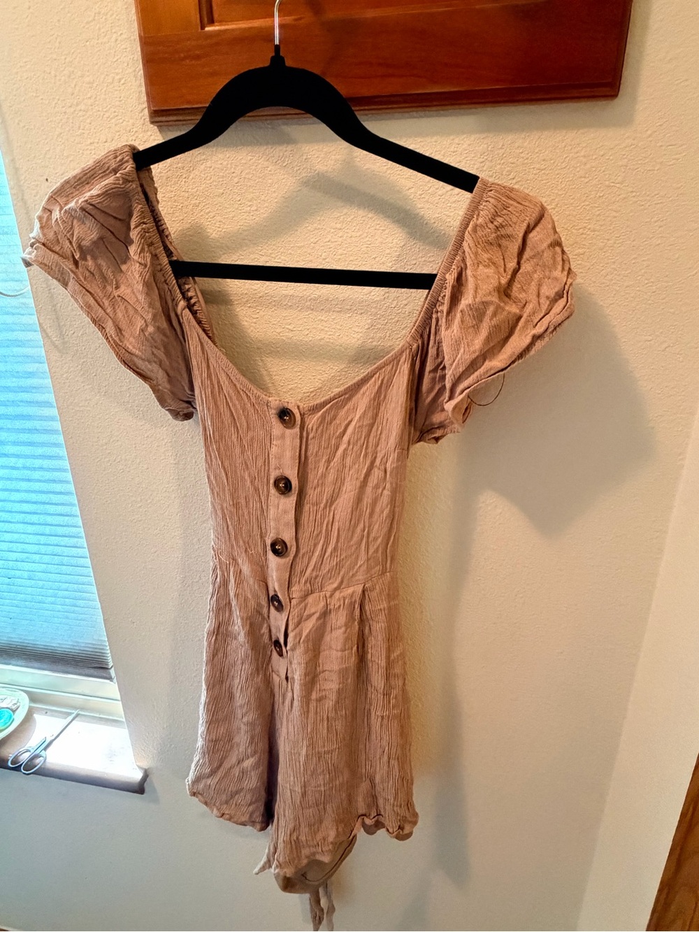 Women’s tan brown Button-Front romper